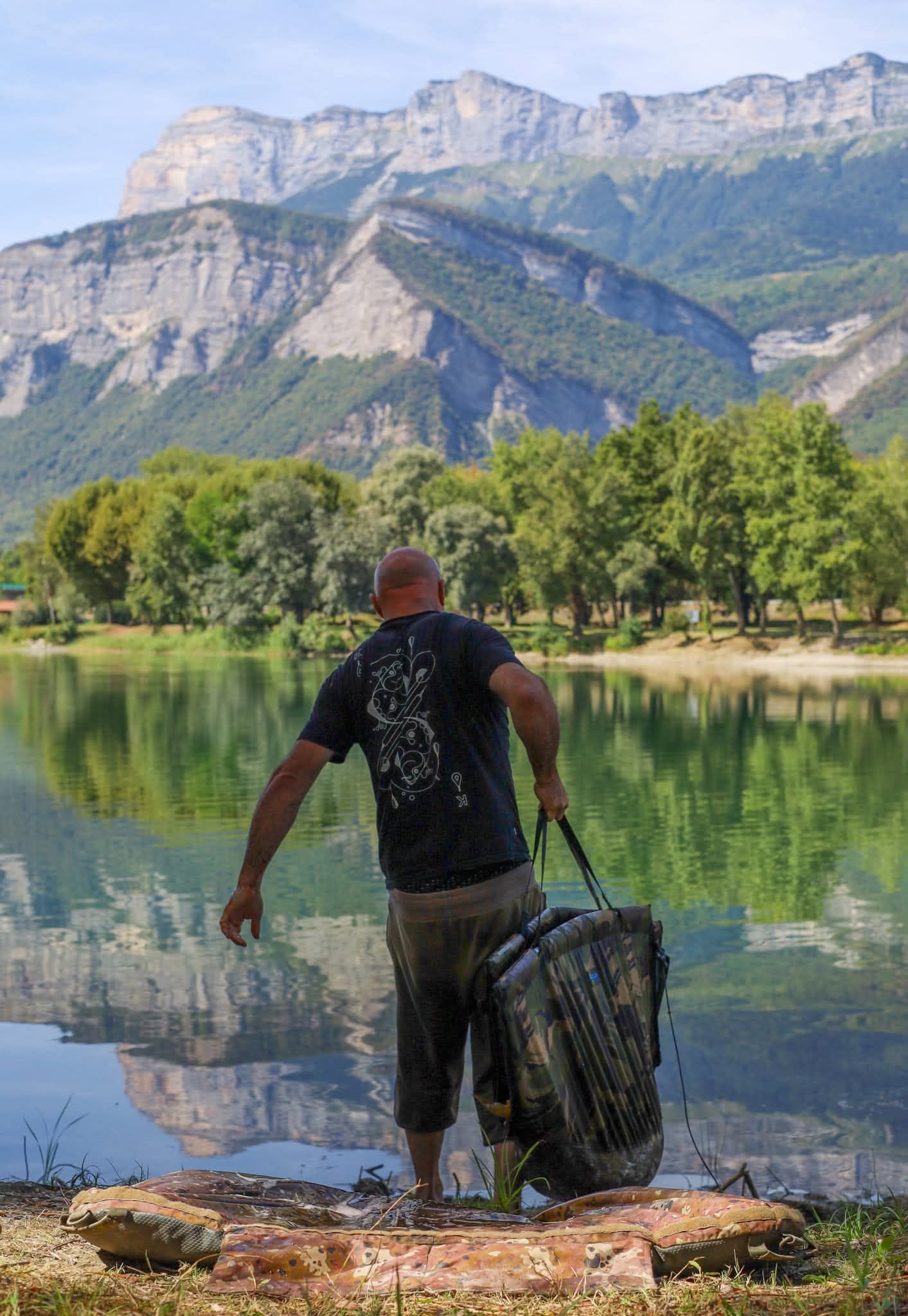 Carp fishing in the French Alps — crystal clear mountain lake